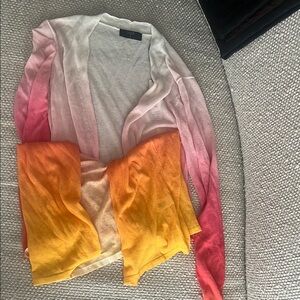 Tahari Pink and Orange Gradient Swim Coverup Cardigan